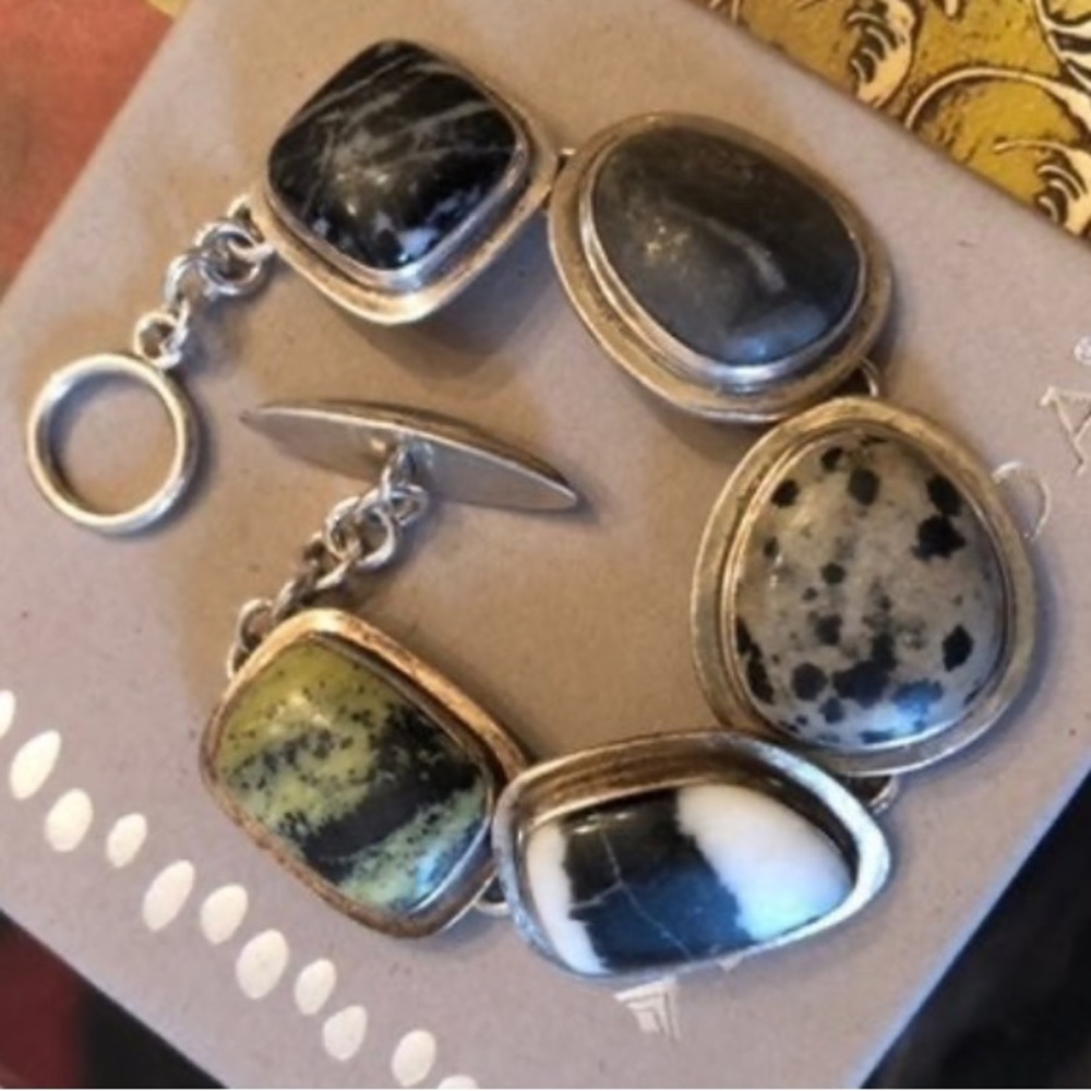 Vintage Silpada Sterling Silver Natural Jasper Stone Bracelet B0617 - Picture 8 of 15